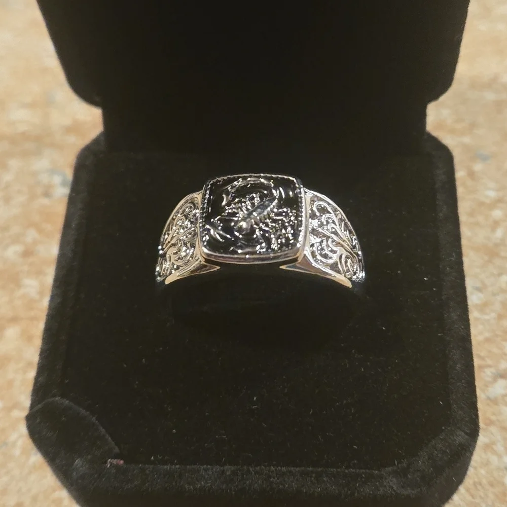 Scorpion Ring 925 Sterling Silver-Plated Men Size 11 Bold Retro Style Hip Hop